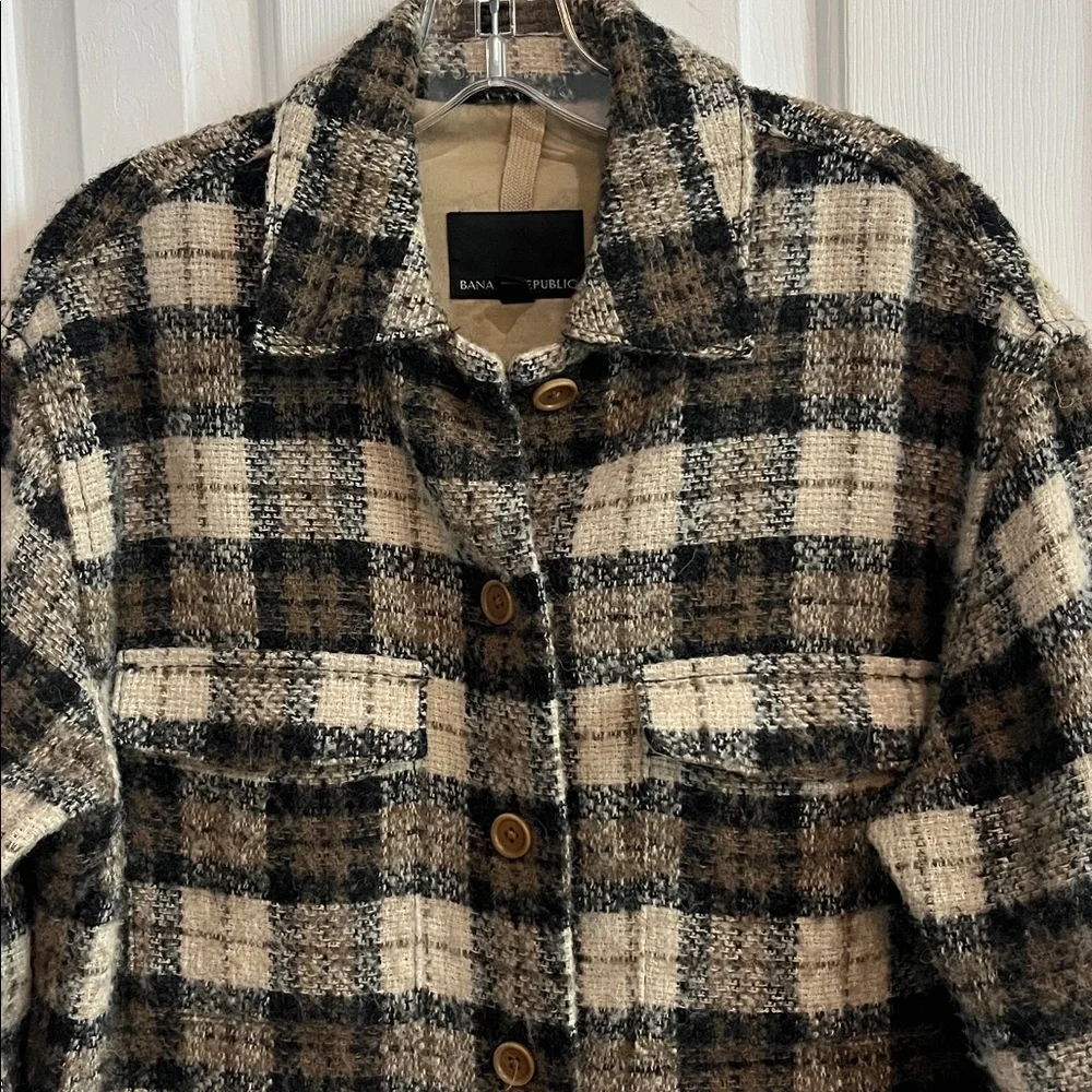 BANANA REPUBLIC Wool/Alpaca Italian Boucle Shirt Jacket Shacket Size XS - Picture 4 of 6